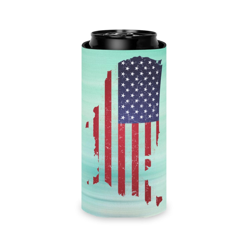 Aqua Life™ ~ Patriotic Series ~ USA In Flag ~ Slim Can Koozie