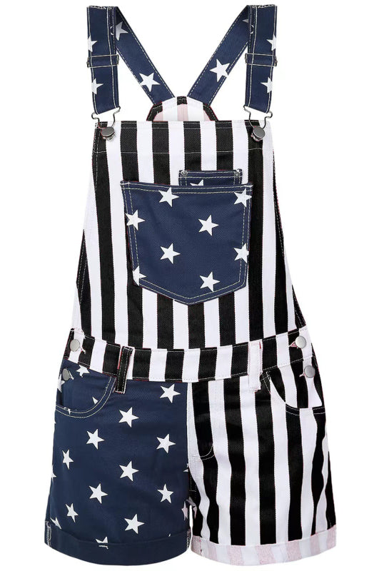 Women's Independence Day Flag Denim Bibs