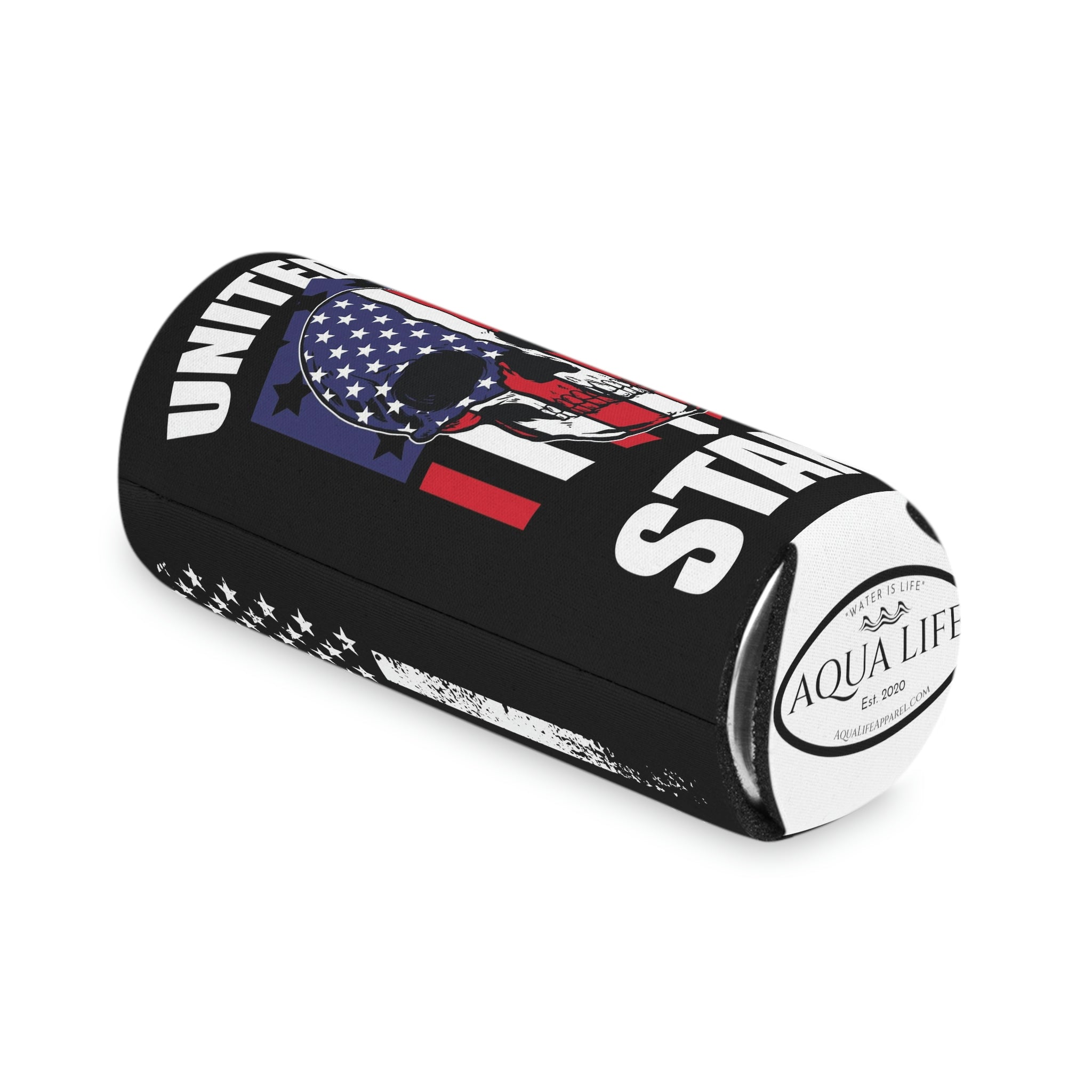 Aqua Life™ ~ Patriotic Series ~ United We Stand - USA Flag~Red Stripe ~ Slim & Regular Can Koozie