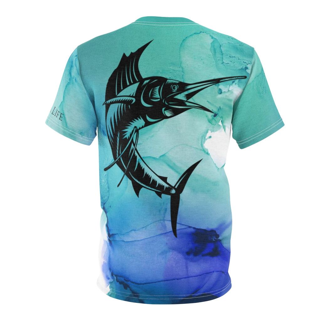 Marlin Performance Tee ~ Aqua-Blue Wash - Unisex Short Sleeve