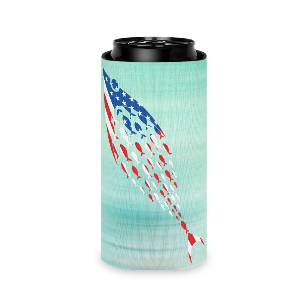 Aqua Life™ ~ Patriotic Series ~ USA Tuna Flag ~ Slim Can Koozie