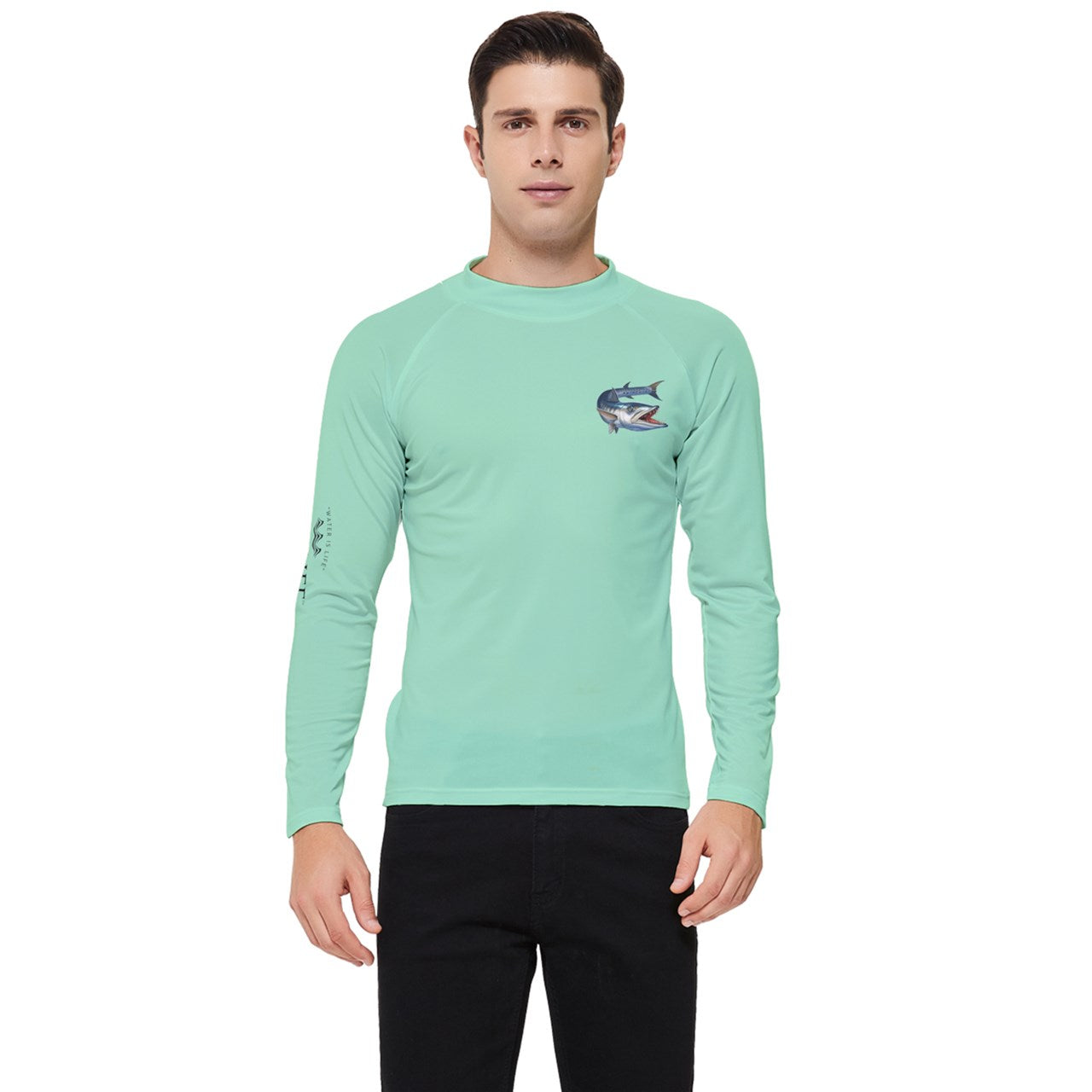 Aqua Life™ Seafoam Green Men's Rash Guard ~ Long Sleeve ~ Choose Your Design!