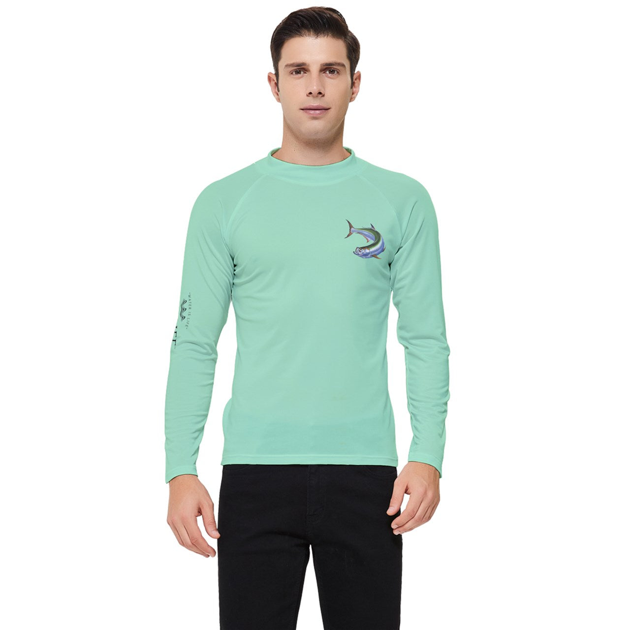 Aqua Life™ Seafoam Green Men's Rash Guard ~ Long Sleeve ~ Choose Your Design!