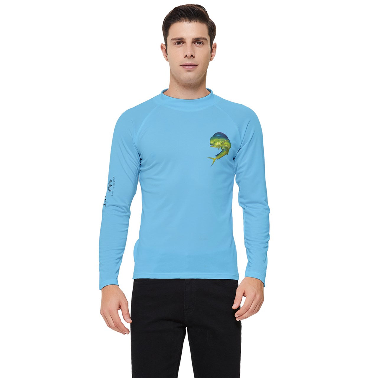 Aqua Life™ Sky Blue Men's Rash Guard ~ Long Sleeve ~ Choose Your Design!