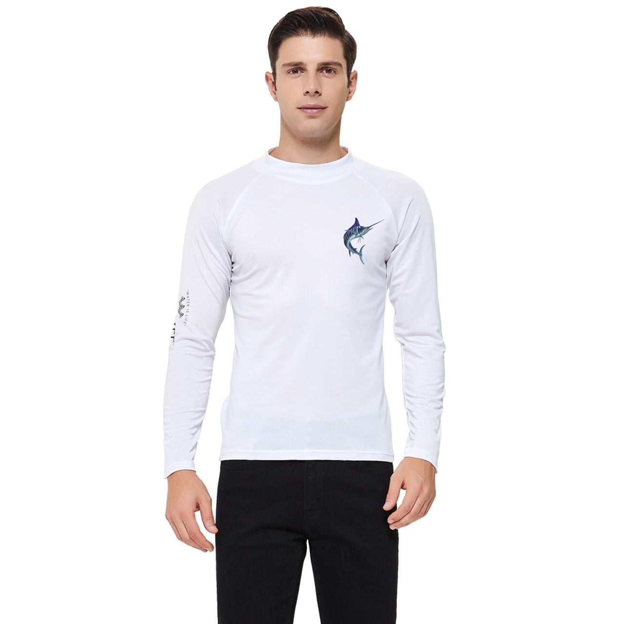 Aqua Life™ White Men's Rash Guard ~ Long Sleeve ~ Choose Your Design!