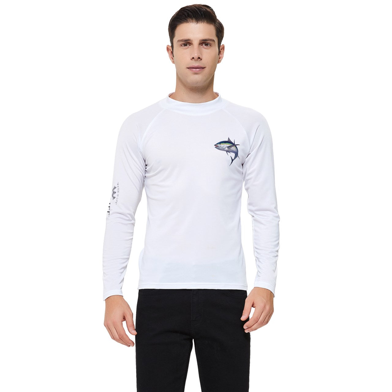 Aqua Life™ White Men's Rash Guard ~ Long Sleeve ~ Choose Your Design!