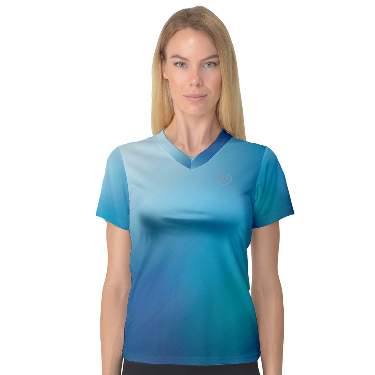 Aqua Life™ Aqua~Blue~Fade Ladies V-Neck Quick Dry Sport Shirt ~ Choose Your Design!