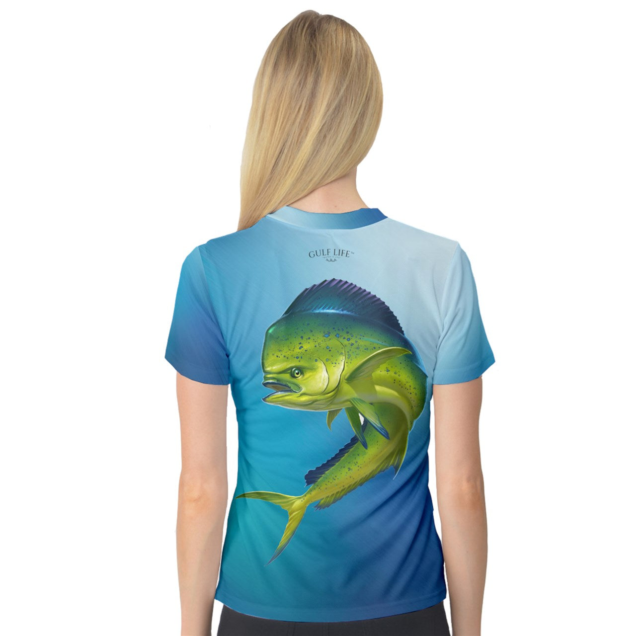 Aqua Life™ Aqua~Blue~Fade Ladies V-Neck Quick Dry Sport Shirt ~ Choose Your Design!