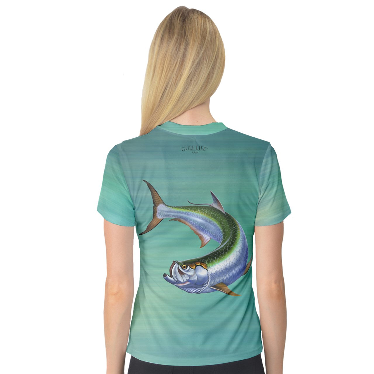 Aqua Life™ Emerald~Green~Wash Ladies V-Neck Quick Dry Sport Shirt ~ Choose Your Design!