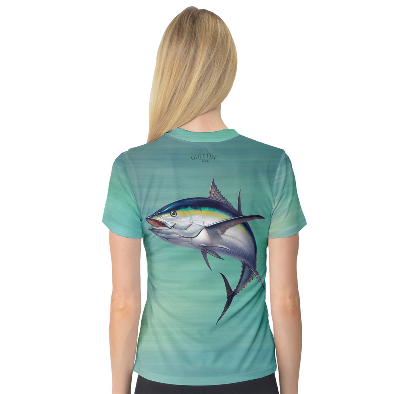 Aqua Life™ Emerald~Green~Wash Ladies V-Neck Quick Dry Sport Shirt ~ Choose Your Design!