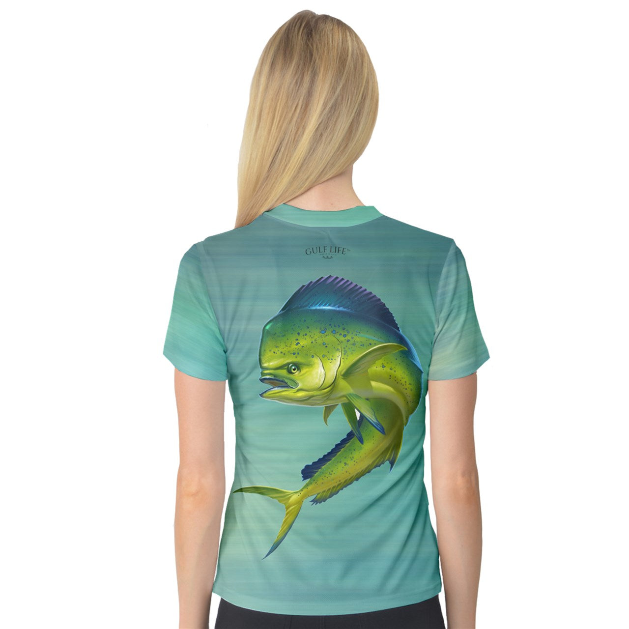 Aqua Life™ Emerald~Green~Wash Ladies V-Neck Quick Dry Sport Shirt ~ Choose Your Design!