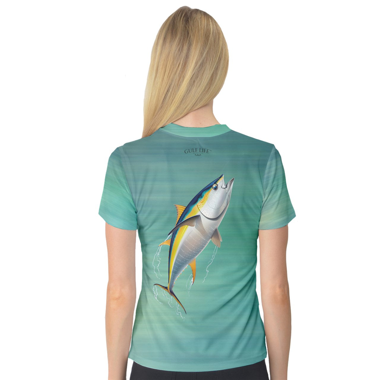 Aqua Life™ Emerald~Green~Wash Ladies V-Neck Quick Dry Sport Shirt ~ Choose Your Design!