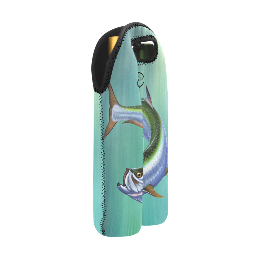 Aqua Life Tarpon ~ Double Wine Koozie Emerald Green Wash 2-Bottle Neoprene Wine Bag