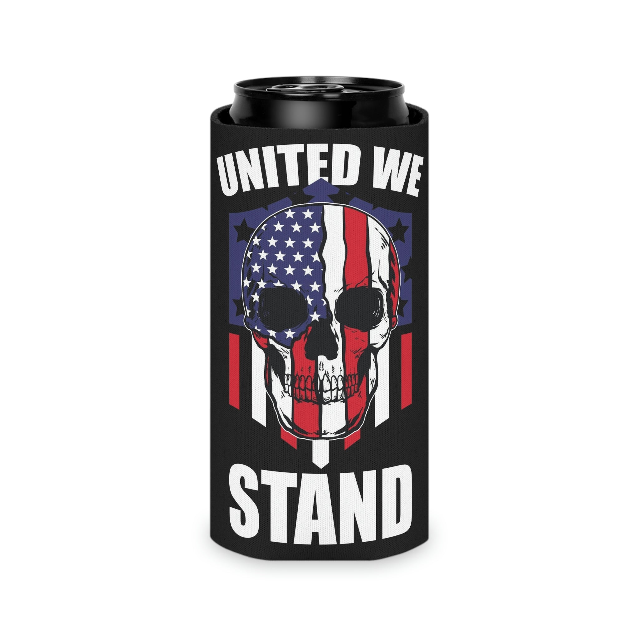 Aqua Life™ ~ Patriotic Series ~ United We Stand - USA Flag~Red Stripe ~ Slim & Regular Can Koozie