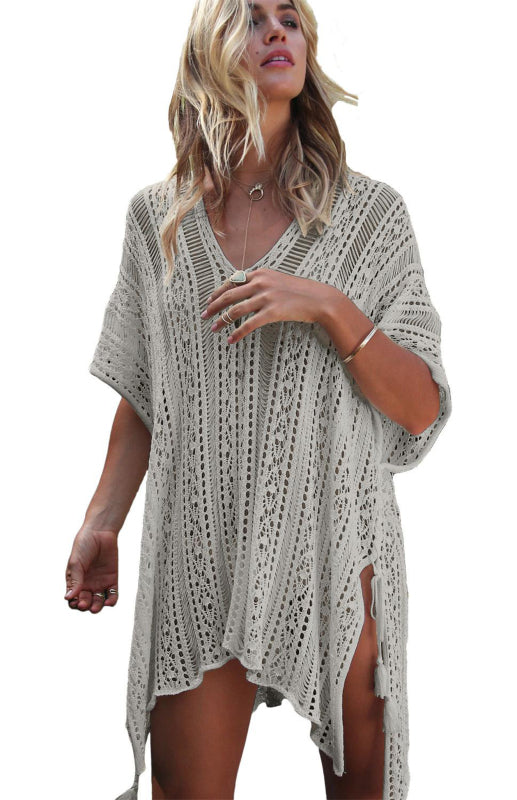 Crochet Knitted Tassel Tie Kimono Beachwear