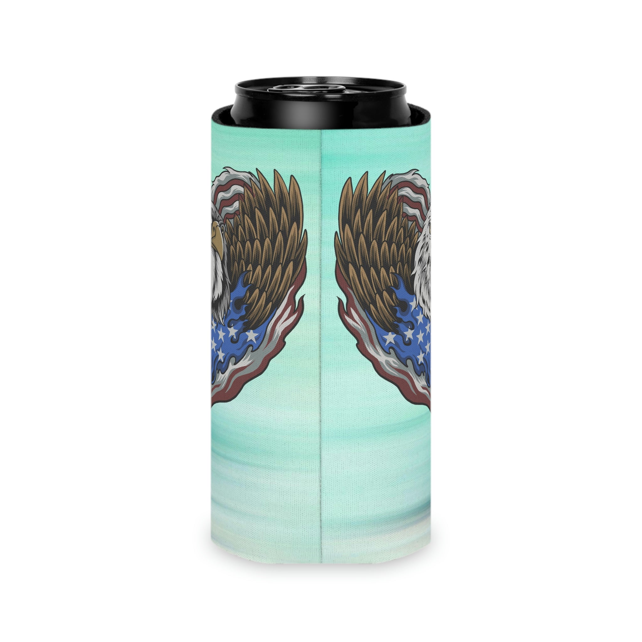 Aqua Life™ ~ Patriotic Series ~ Eagle Heart USA Flag ~ Slim & Regular Can Koozie