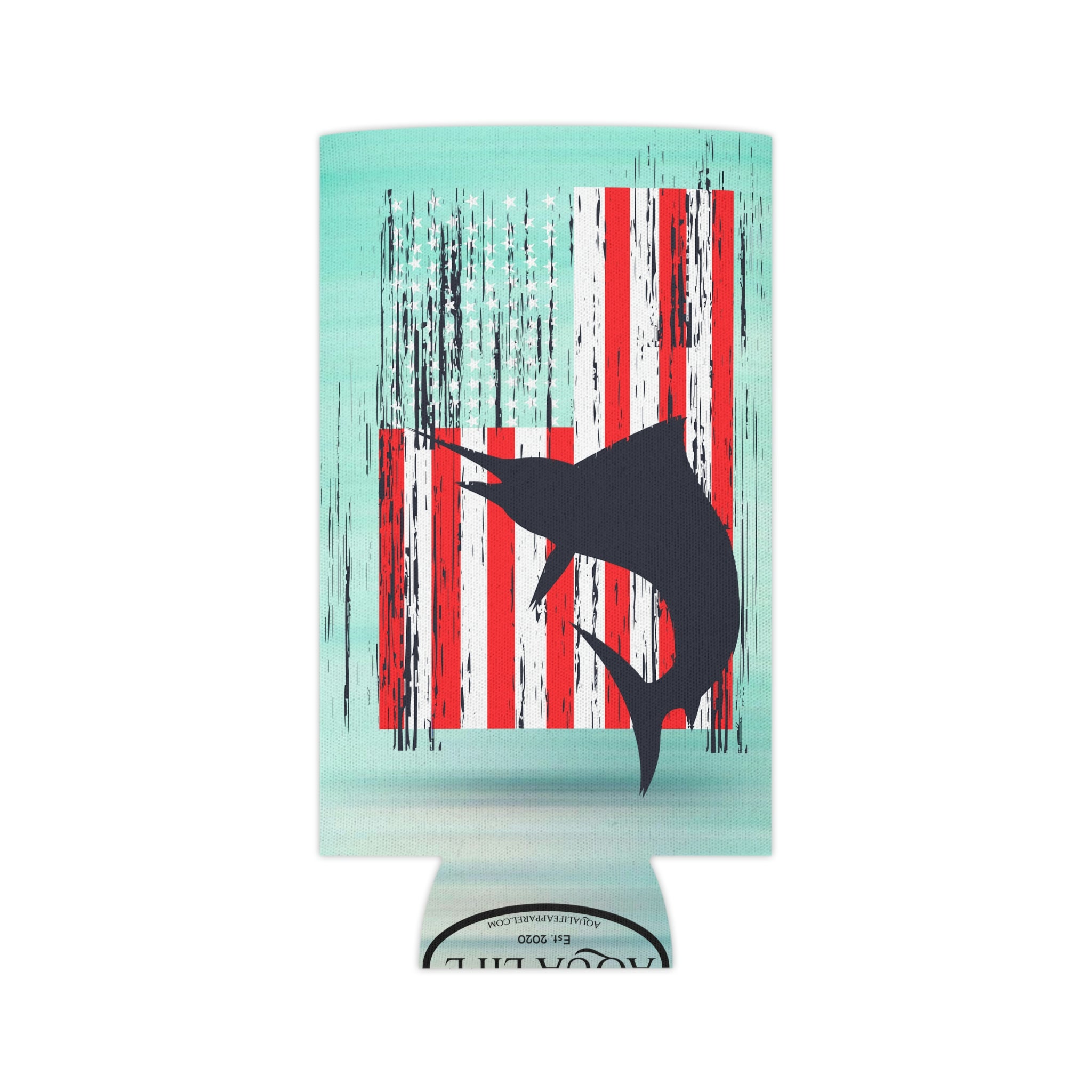 Aqua Life™ ~ Patriotic Series ~ United We Stand ~ USA Marlin ~ Slim & Regular Can Koozie