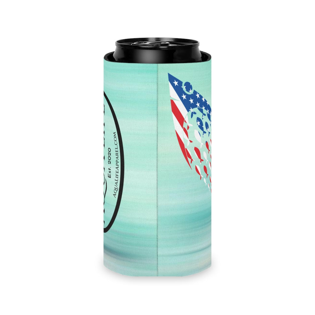 Aqua Life™ ~ Patriotic Series ~ USA Tuna Flag ~ Slim Can Koozie