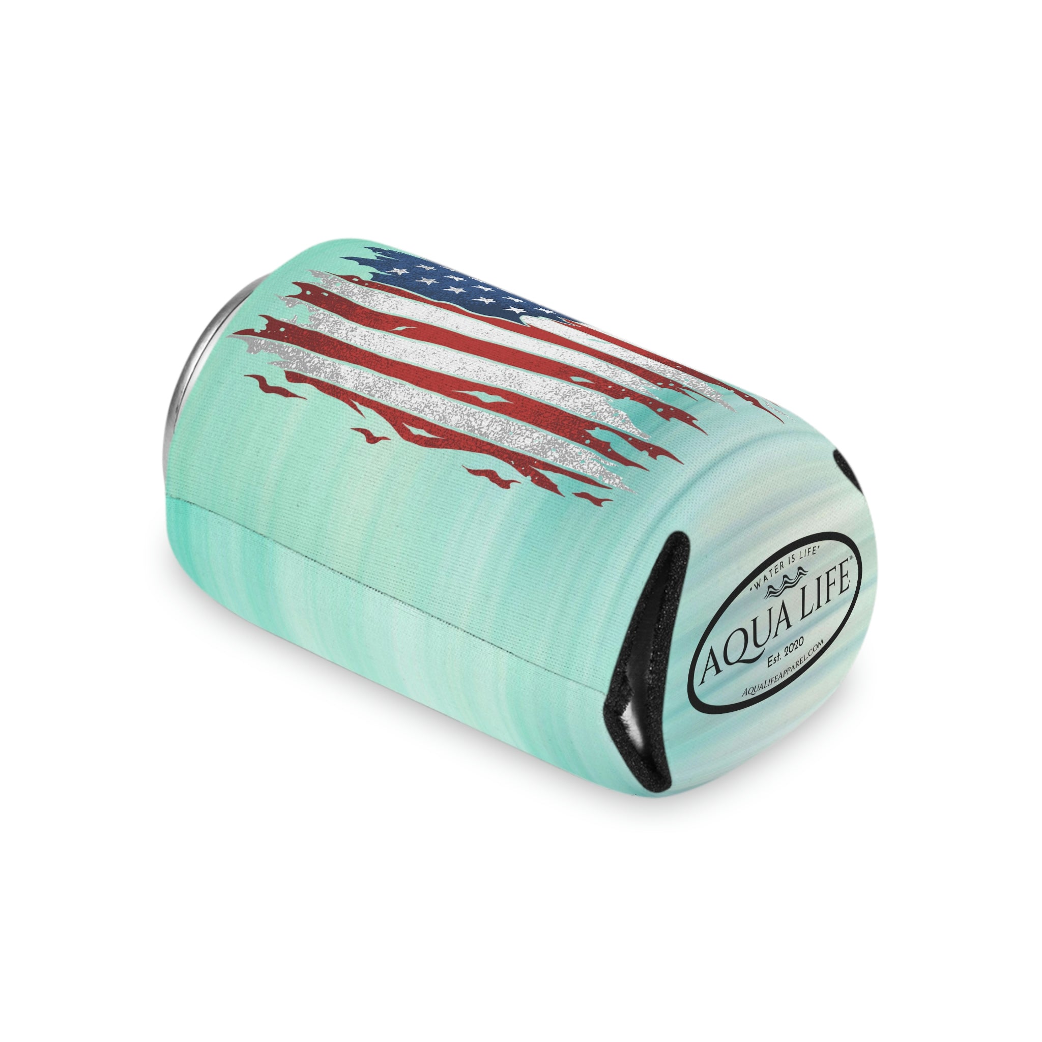 Aqua Life™ ~ Patriotic Series ~ Weathered USA Flag ~ Slim & Regular Can Koozie