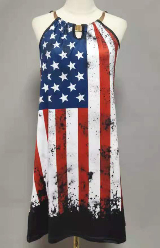 Women's Independence Day Metal Halter Dress