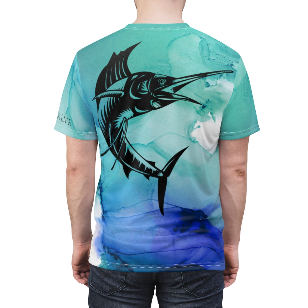 Marlin Performance Tee ~ Aqua-Blue Wash - Unisex Short Sleeve