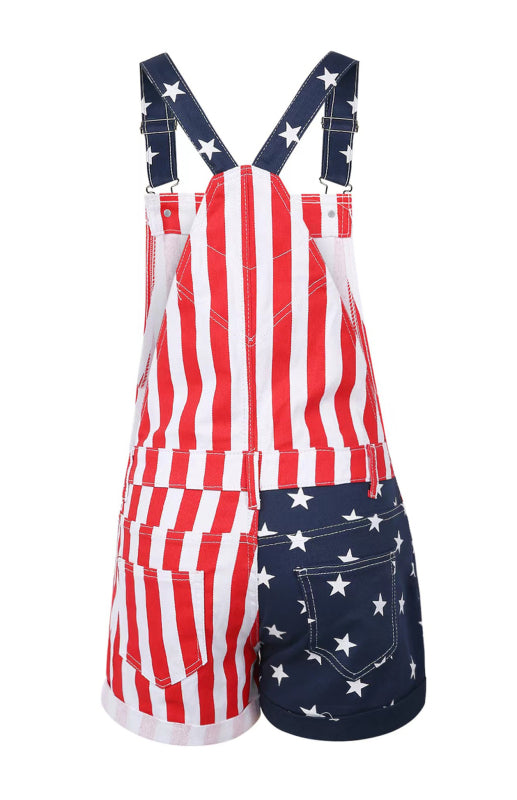 Women's Independence Day Flag Denim Bibs