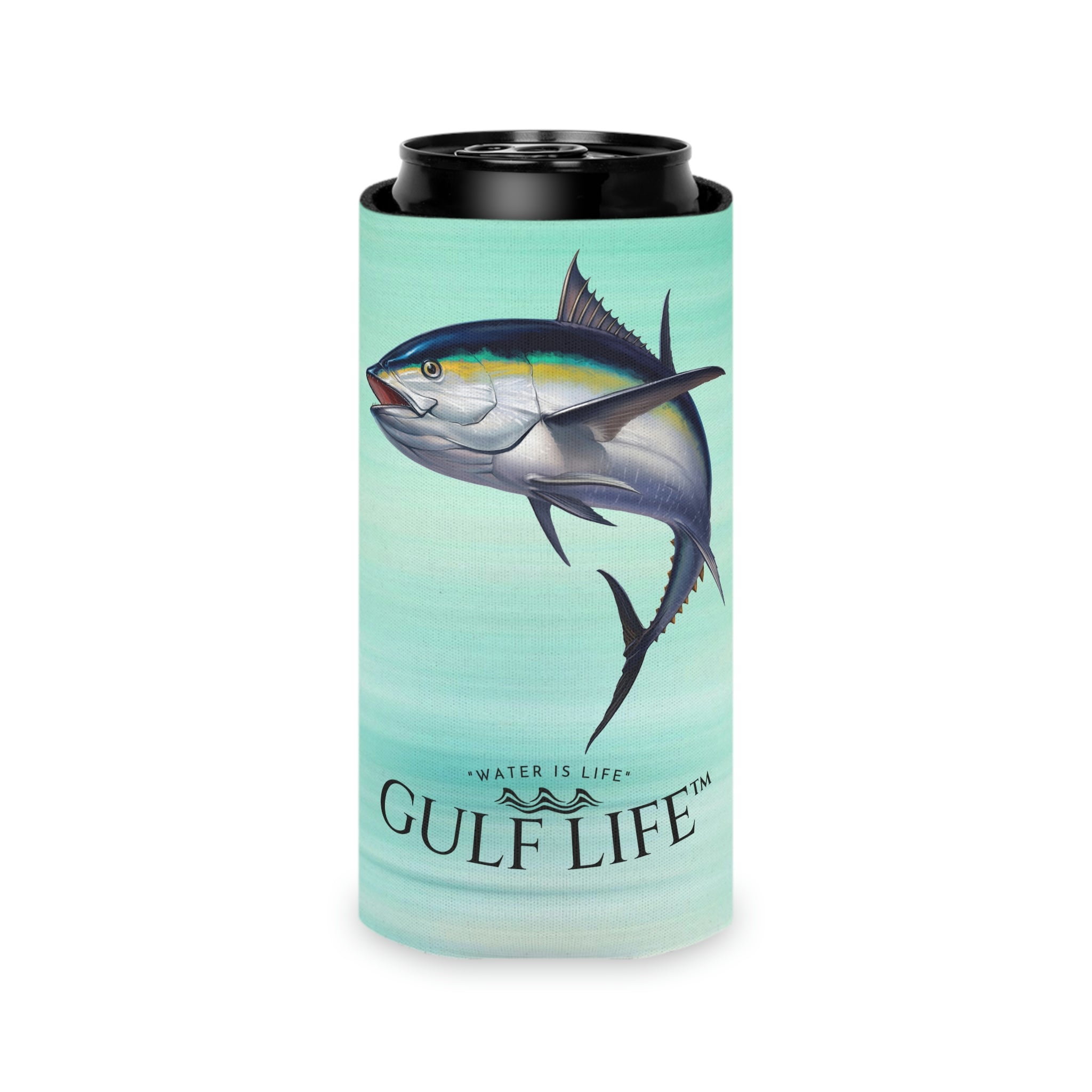 Gulf Life™ ~ Blackfin Tuna ~ Slim Can & Regular Size Koozie