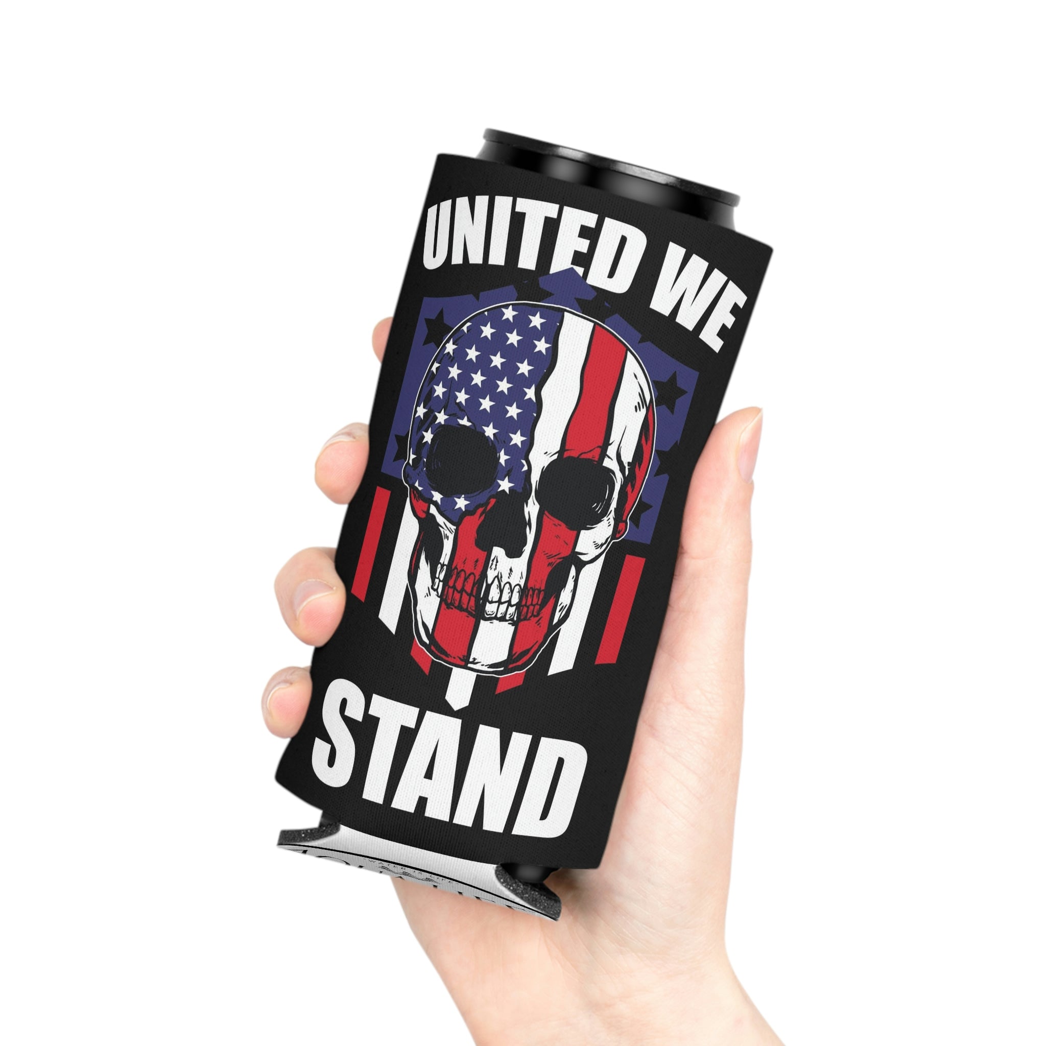 Aqua Life™ ~ Patriotic Series ~ United We Stand - USA Flag~Red Stripe ~ Slim & Regular Can Koozie