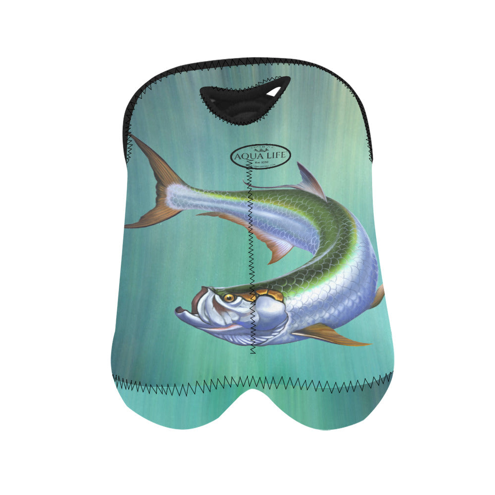 Aqua Life Tarpon ~ Double Wine Koozie Emerald Green Wash 2-Bottle Neoprene Wine Bag