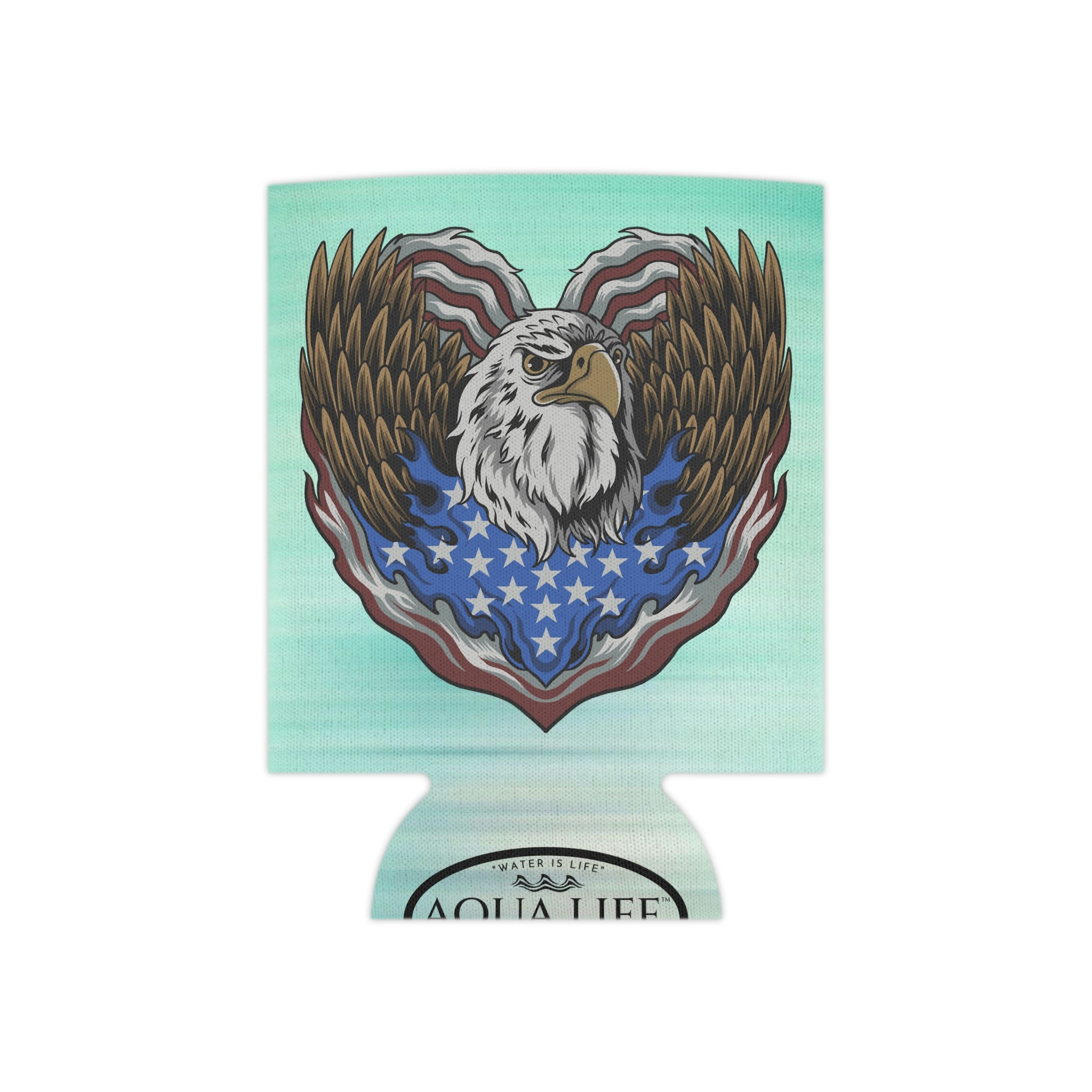 Aqua Life™ ~ Patriotic Series ~ Eagle Heart USA Flag ~ Slim & Regular Can Koozie