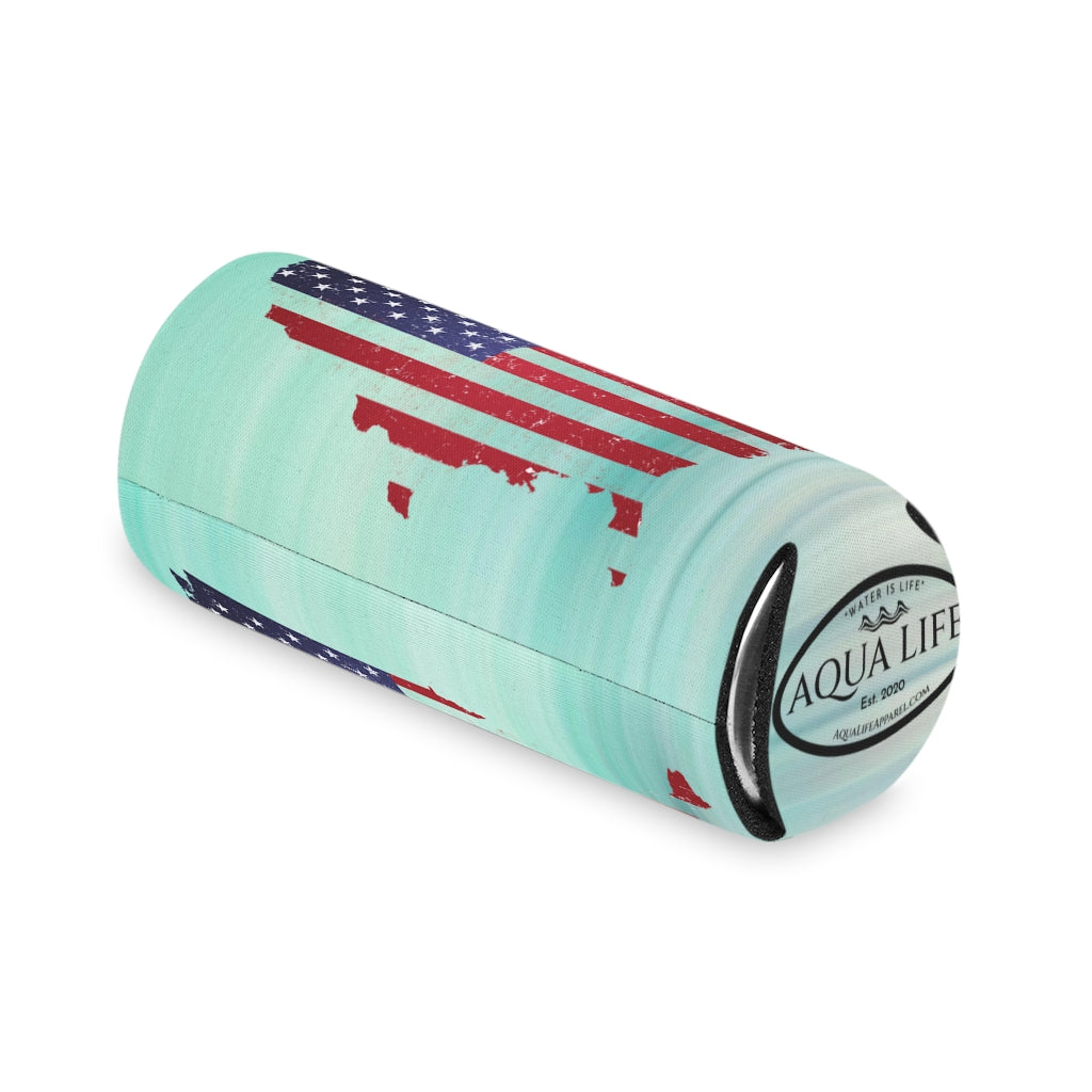 Aqua Life™ ~ Patriotic Series ~ USA In Flag ~ Slim Can Koozie