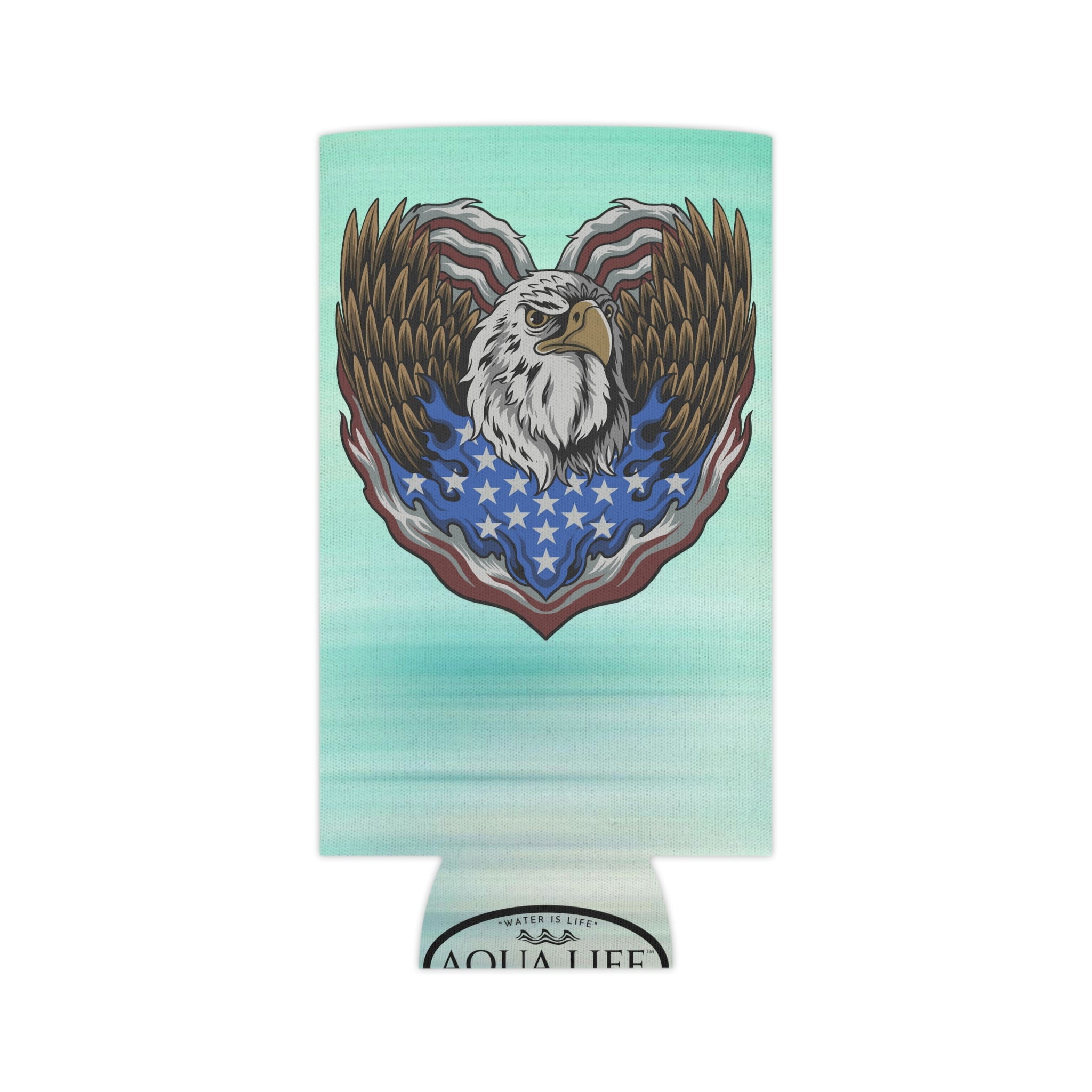 Aqua Life™ ~ Patriotic Series ~ Eagle Heart USA Flag ~ Slim & Regular Can Koozie