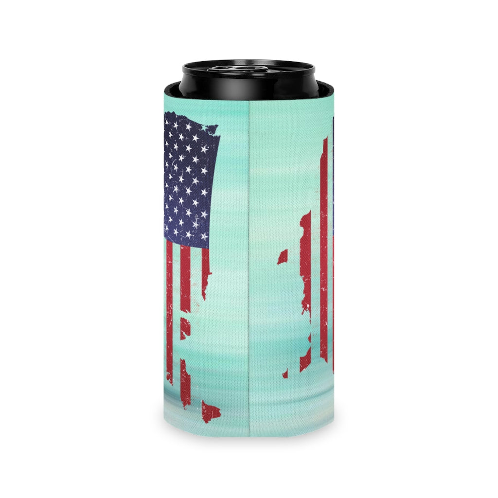 Aqua Life™ ~ Patriotic Series ~ USA In Flag ~ Slim Can Koozie