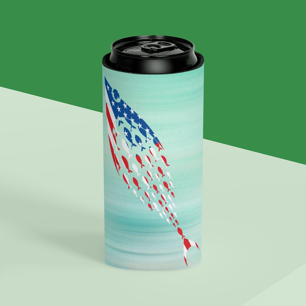 Aqua Life™ ~ Patriotic Series ~ USA Tuna Flag ~ Slim Can Koozie