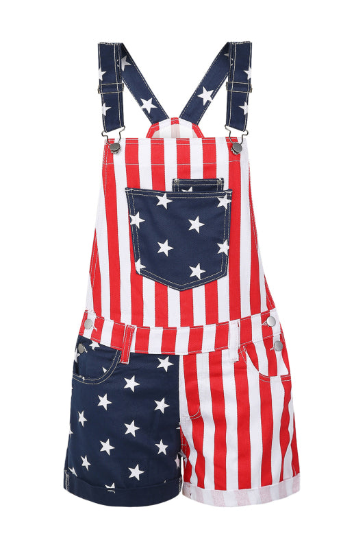 Women's Independence Day Flag Denim Bibs