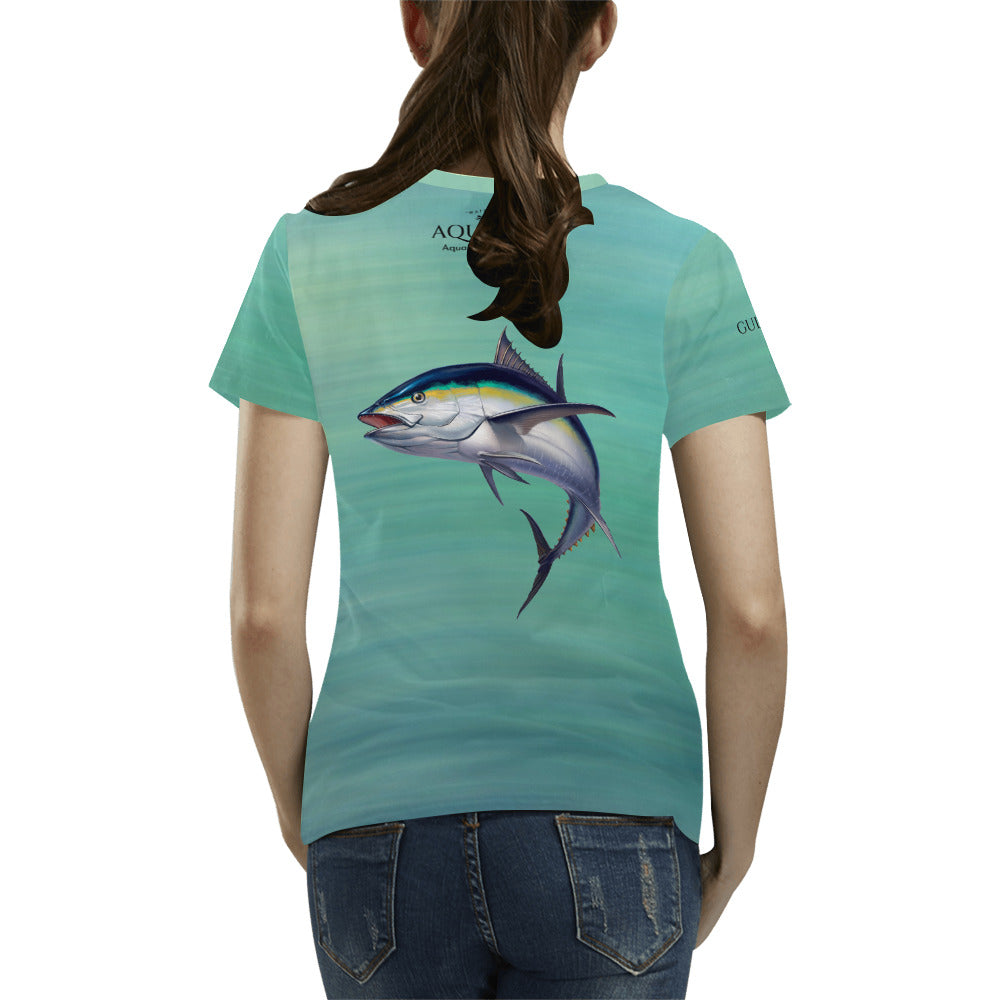 Ladies Performance Tee ~ Blackfin Tuna in Emerald Wash