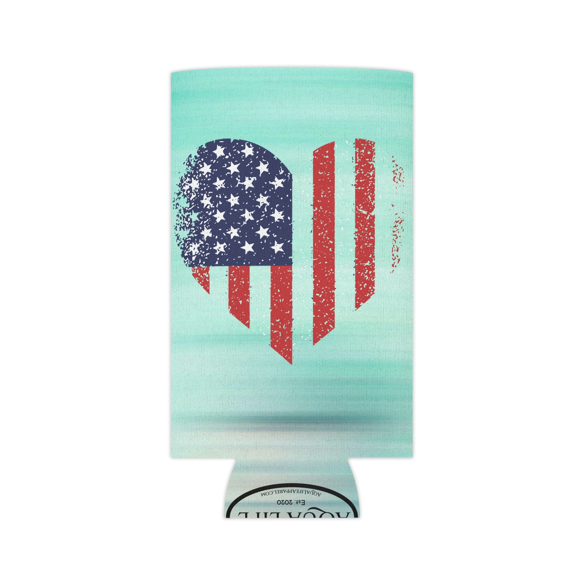 Aqua Life™ ~ Patriotic Series ~ USA Heart Flag ~ Slim & Regular Can Koozie