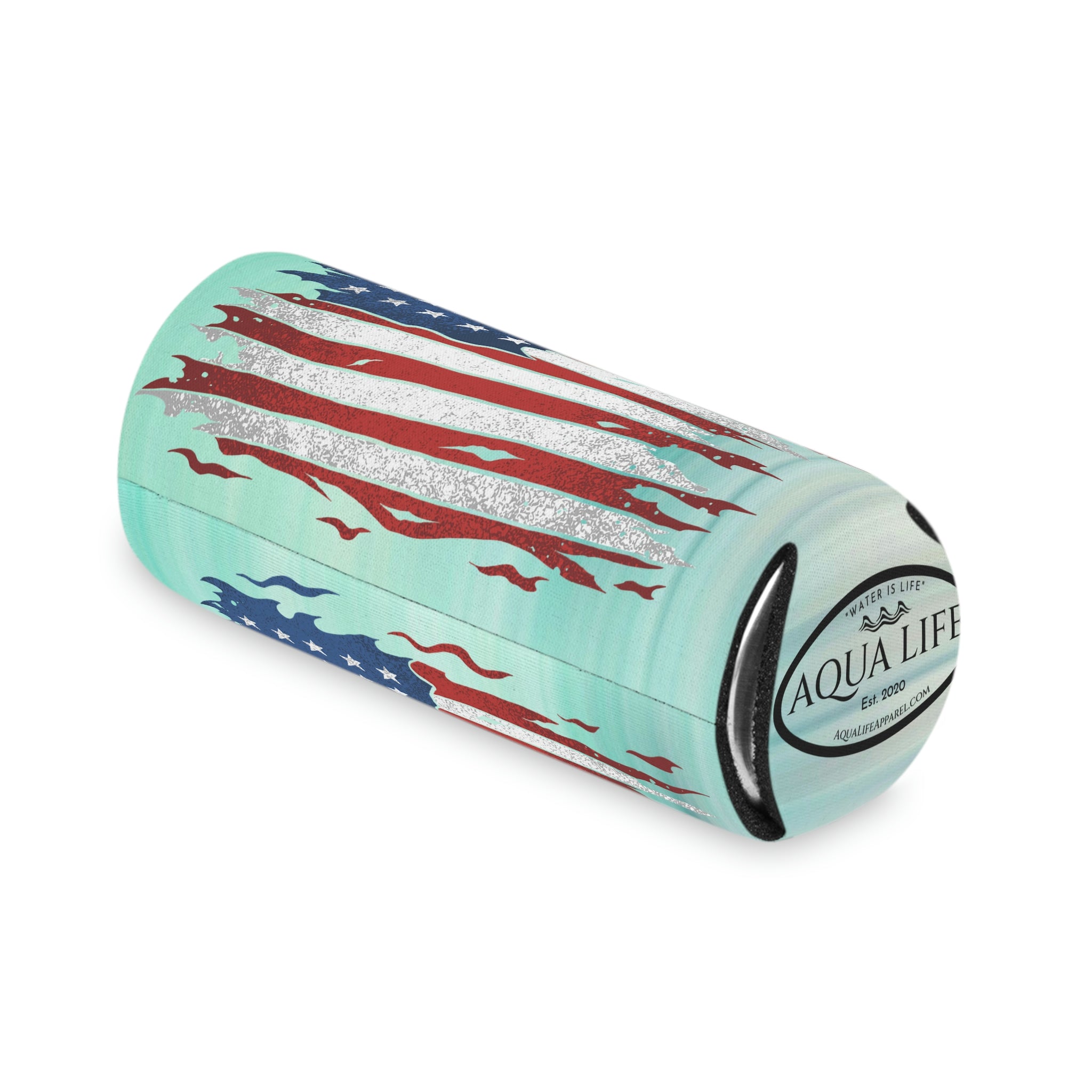 Aqua Life™ ~ Patriotic Series ~ Weathered USA Flag ~ Slim & Regular Can Koozie