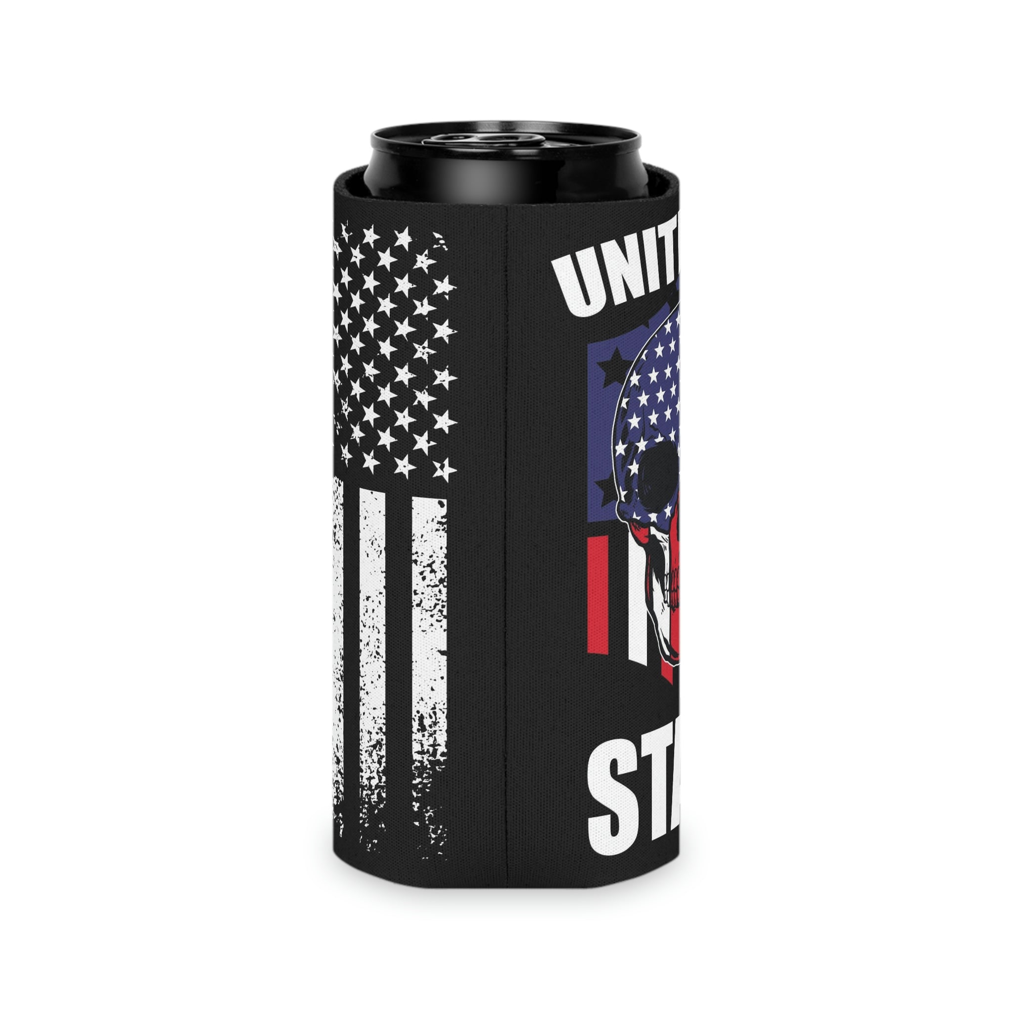 Aqua Life™ ~ Patriotic Series ~ United We Stand - USA Flag~Red Stripe ~ Slim & Regular Can Koozie