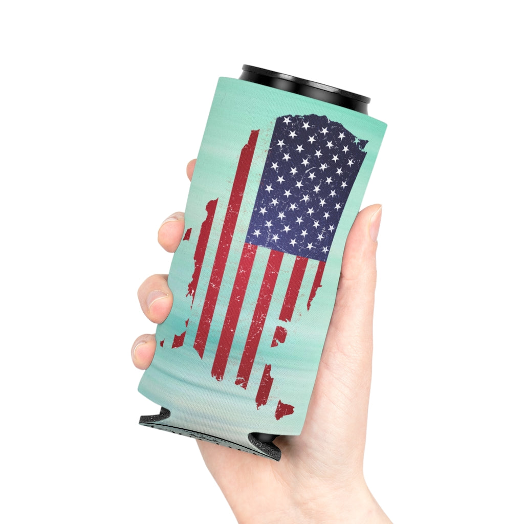 Aqua Life™ ~ Patriotic Series ~ USA In Flag ~ Slim Can Koozie