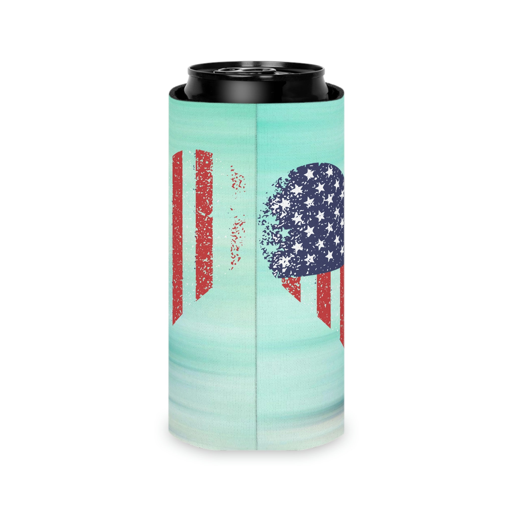 Aqua Life™ ~ Patriotic Series ~ USA Heart Flag ~ Slim & Regular Can Koozie