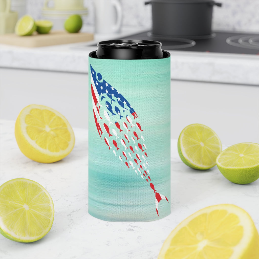 Aqua Life™ ~ Patriotic Series ~ USA Tuna Flag ~ Slim Can Koozie