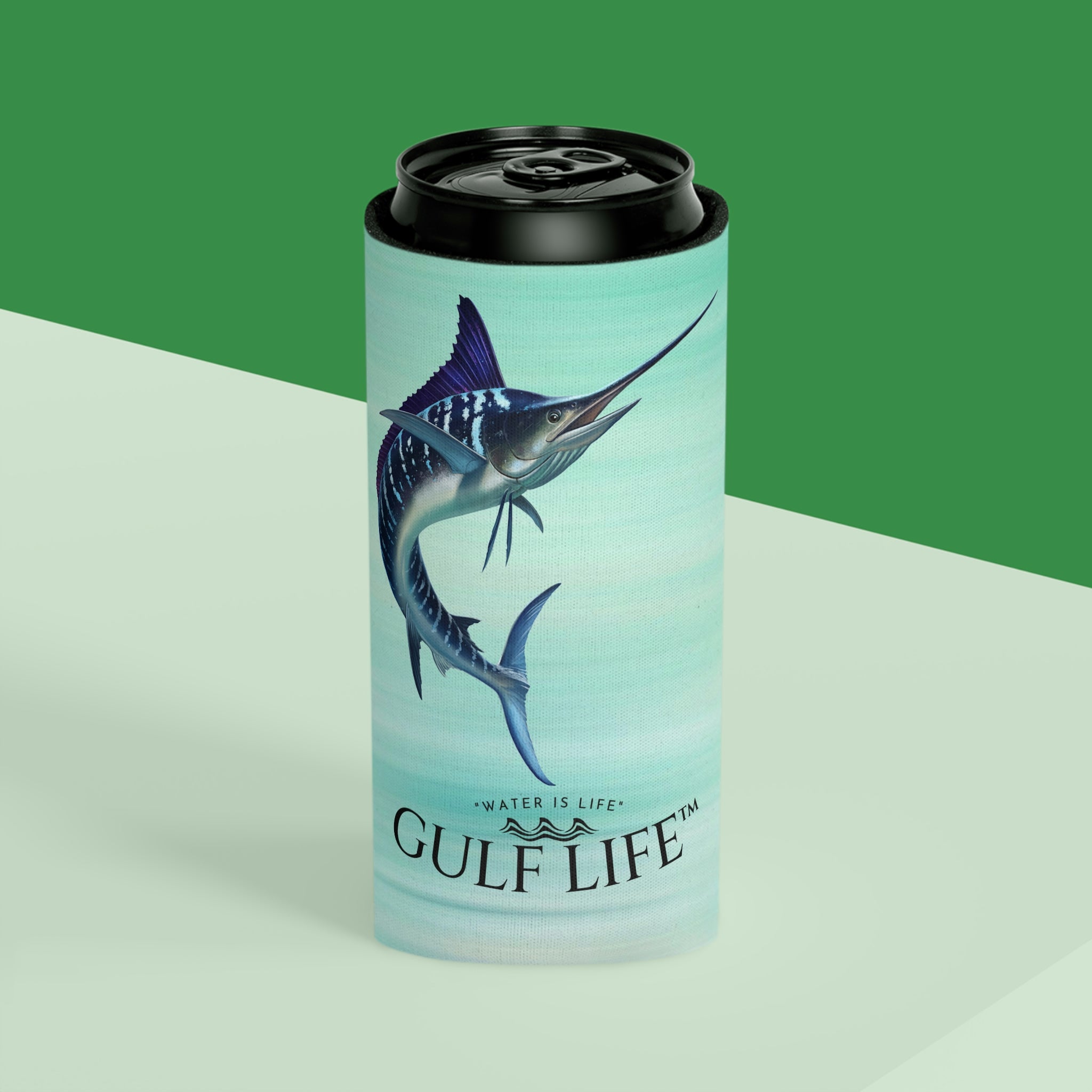 Gulf Life™ ~ Striped Marlin ~ Slim Can & Regular Size Koozie