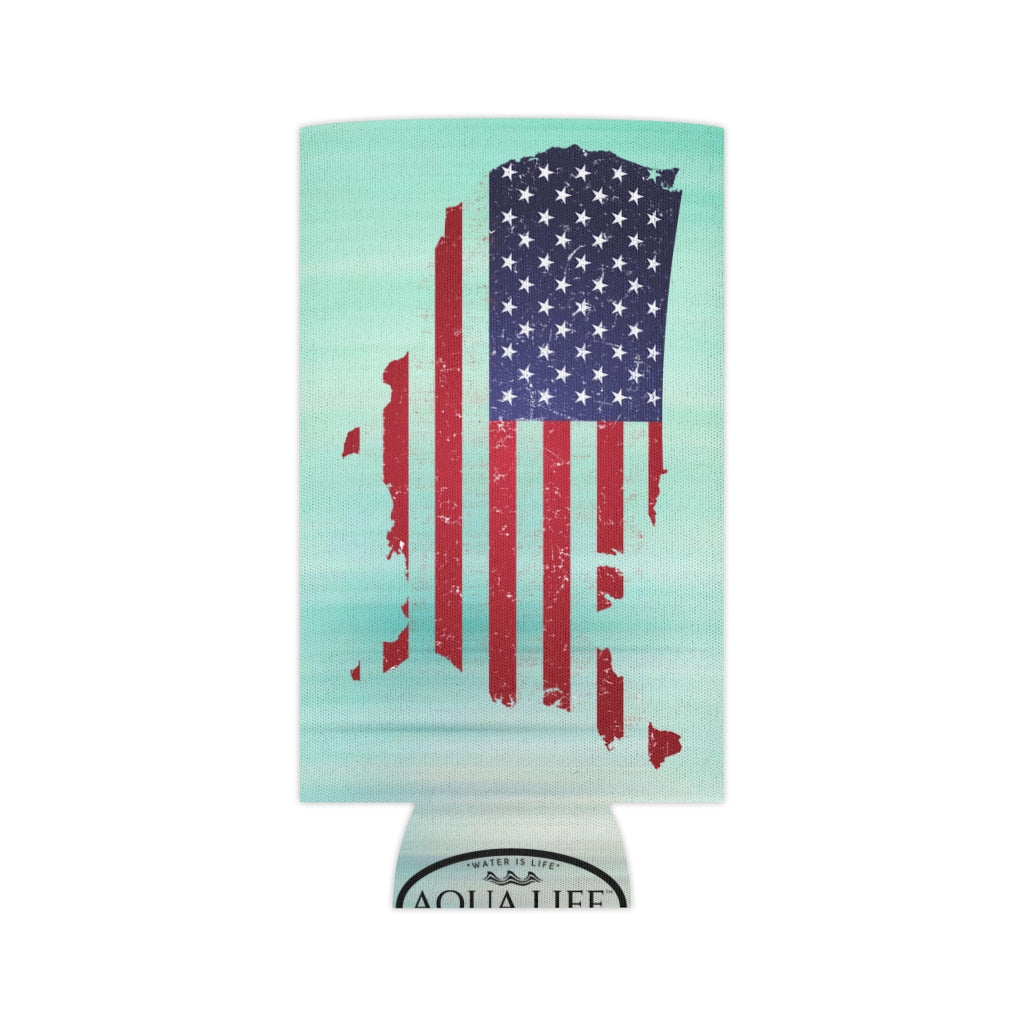 Aqua Life™ ~ Patriotic Series ~ USA In Flag ~ Slim Can Koozie