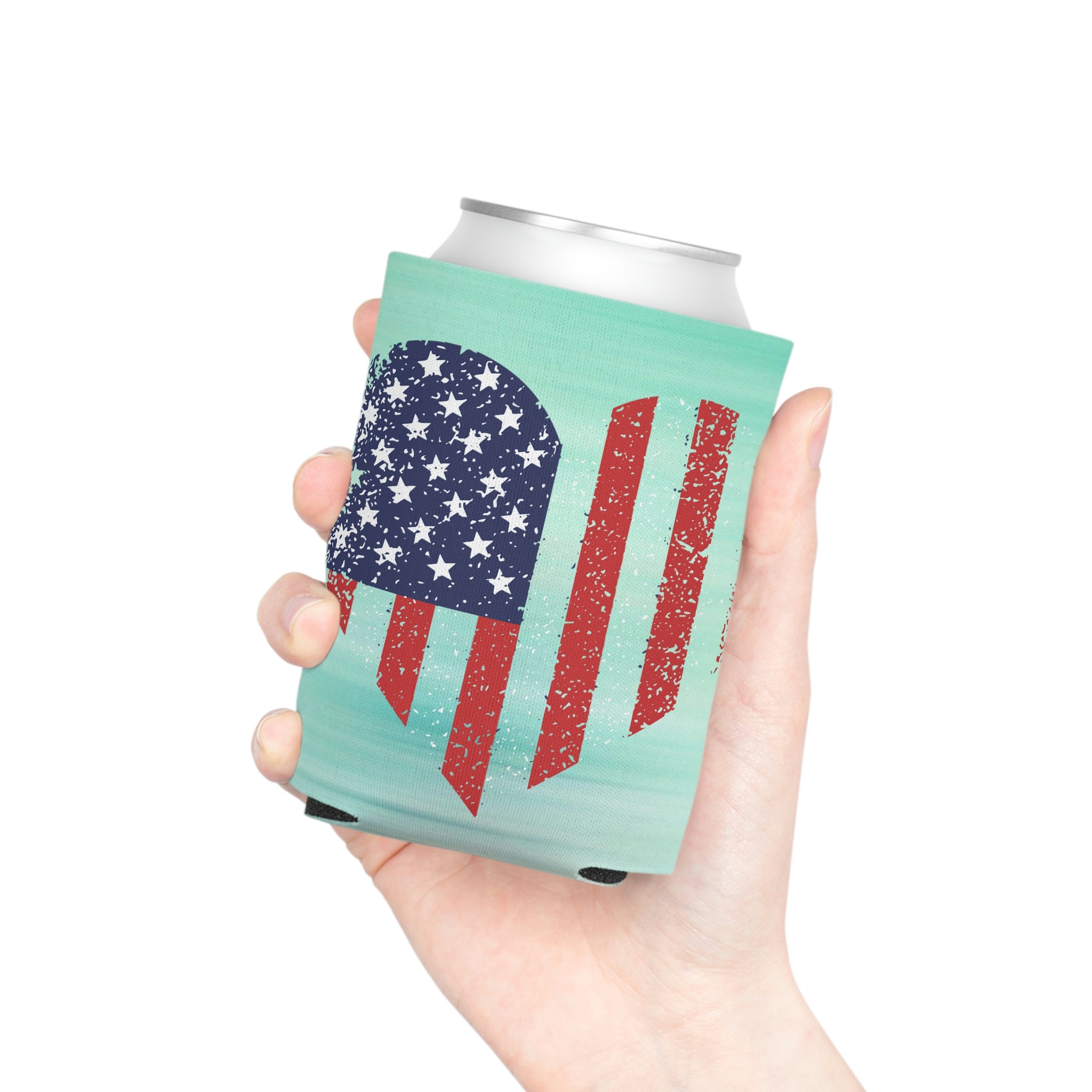 Aqua Life™ ~ Patriotic Series ~ USA Heart Flag ~ Slim & Regular Can Koozie