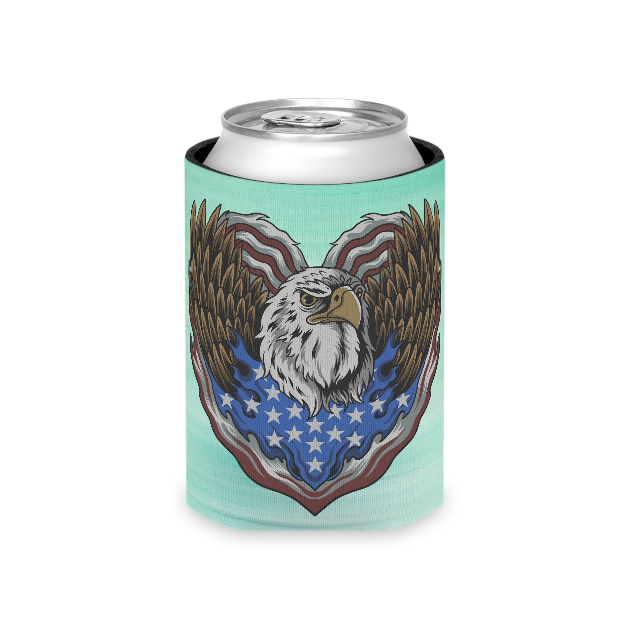 Aqua Life™ ~ Patriotic Series ~ Eagle Heart USA Flag ~ Slim & Regular Can Koozie