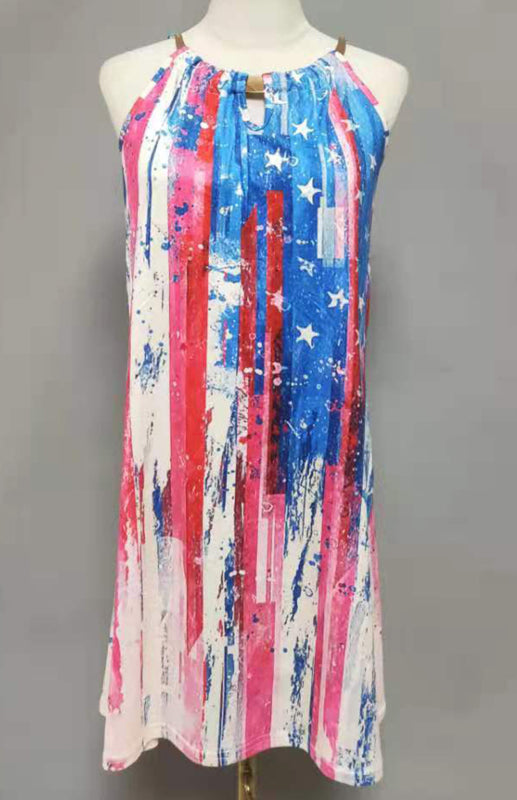 Women's Independence Day Metal Halter Dress