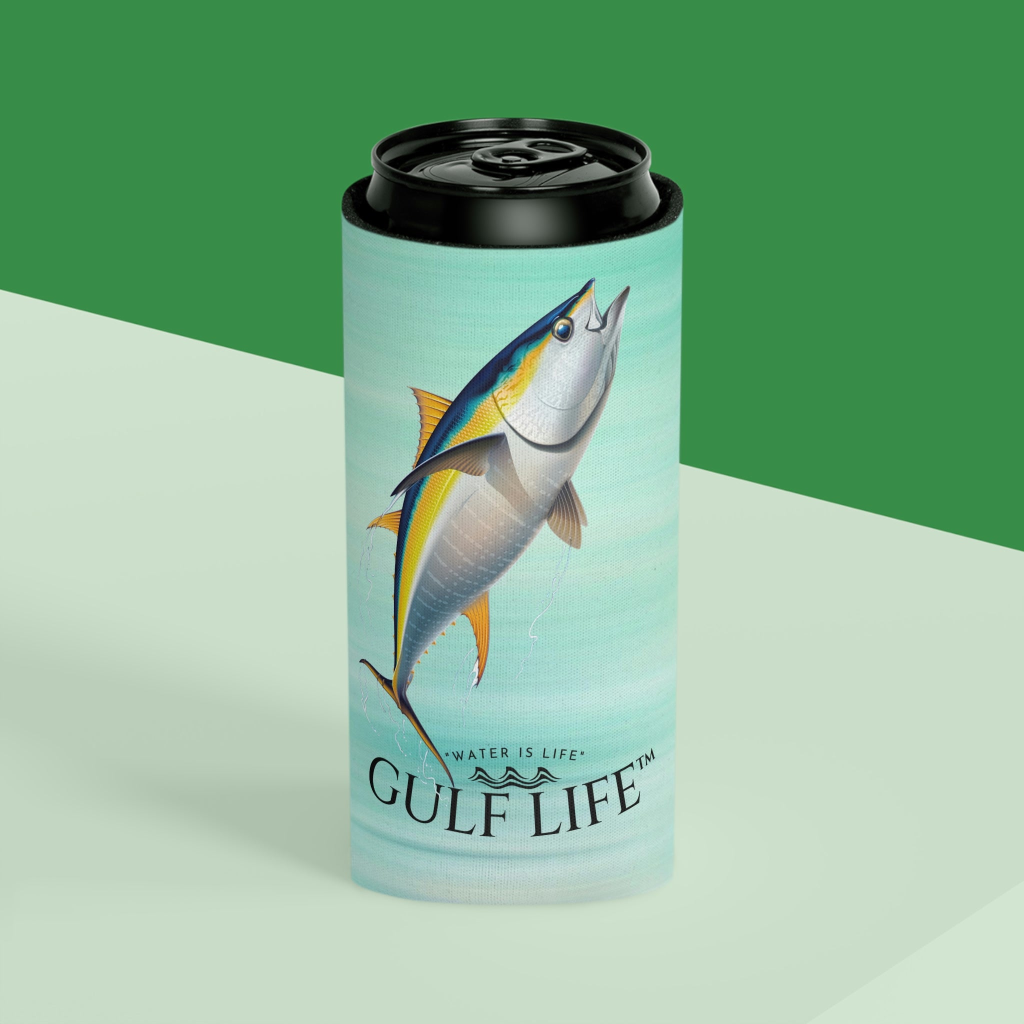 Gulf Life™ ~ Yellowfin Tuna ~ Slim Can & Regular Size Koozie