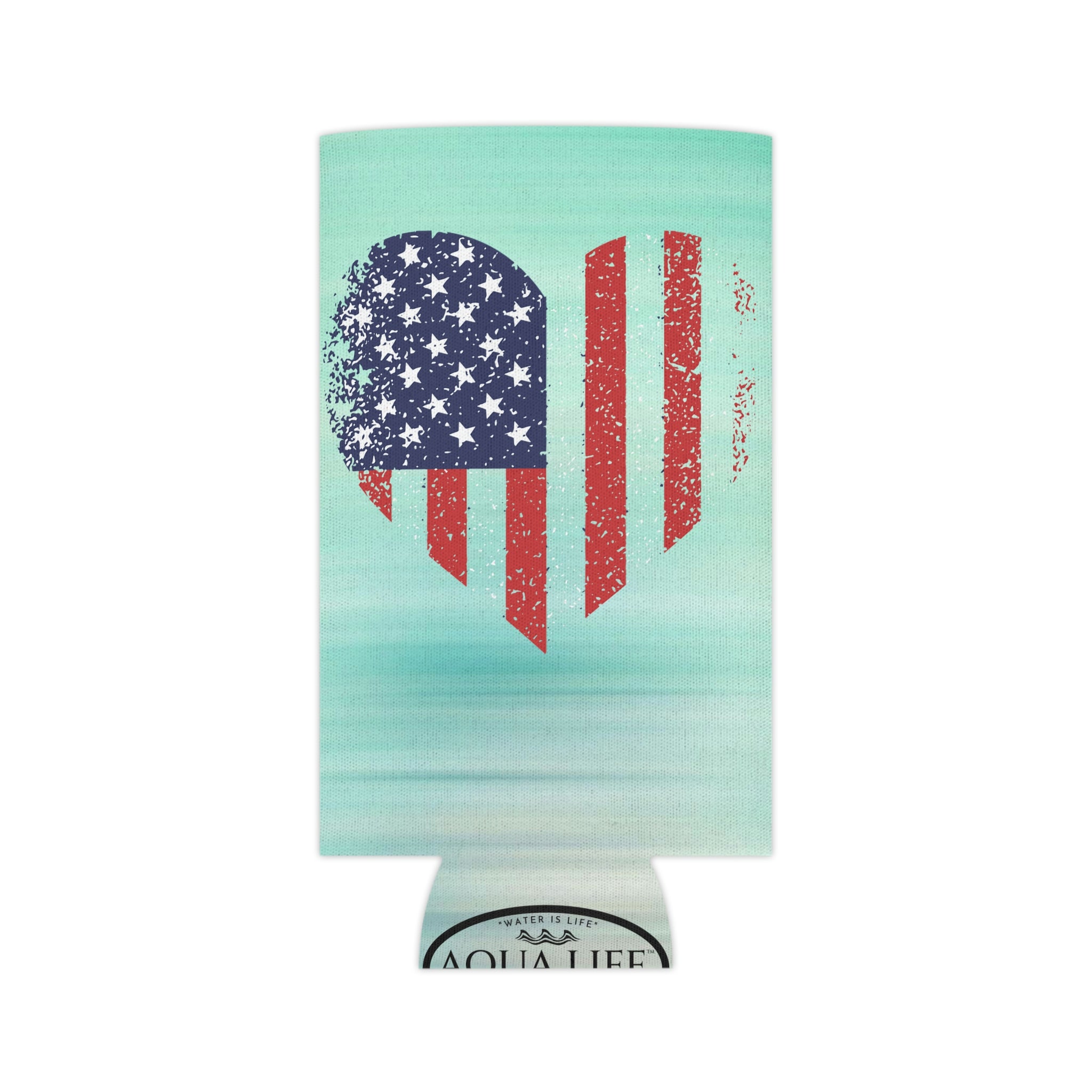 Aqua Life™ ~ Patriotic Series ~ USA Heart Flag ~ Slim & Regular Can Koozie