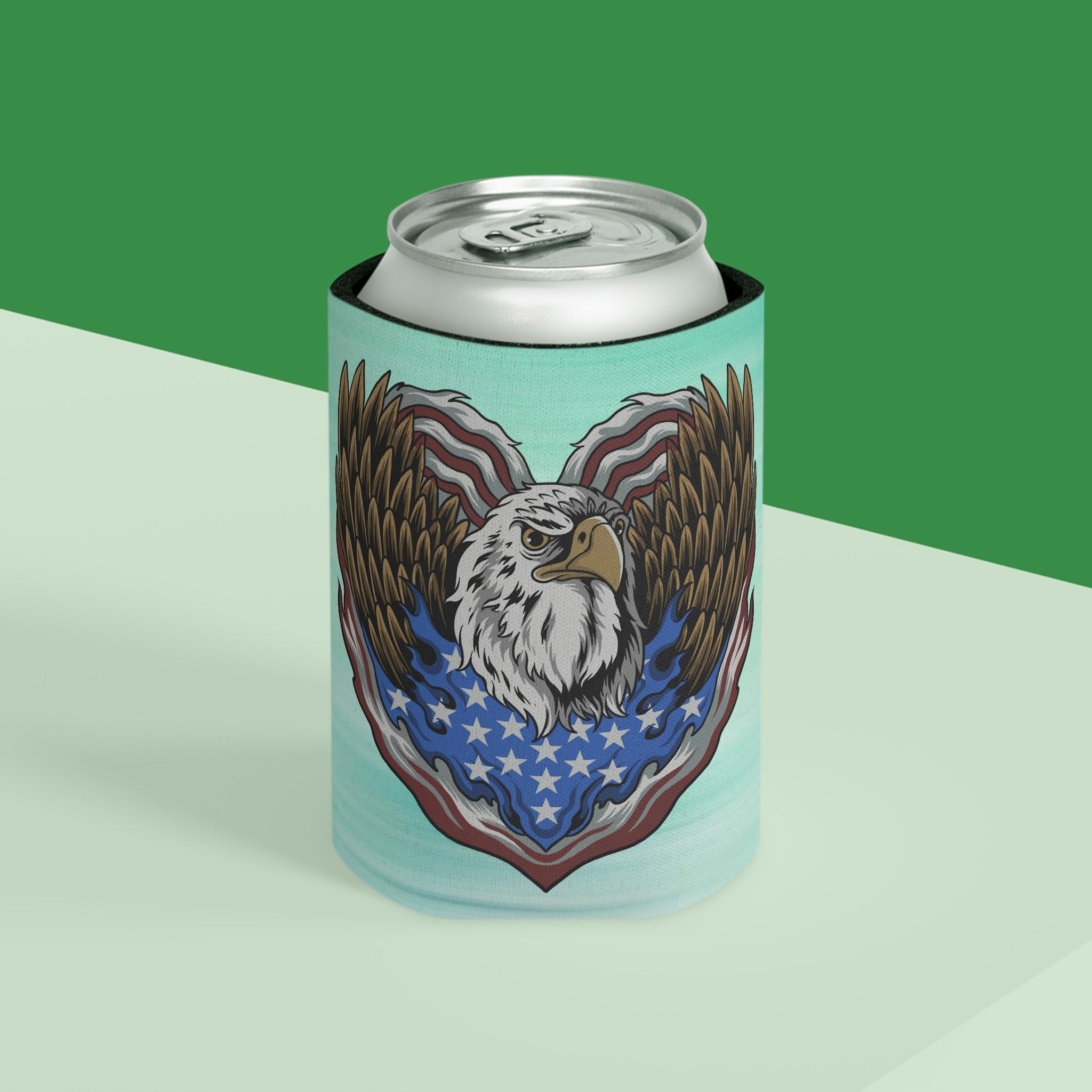 Aqua Life™ ~ Patriotic Series ~ Eagle Heart USA Flag ~ Slim & Regular Can Koozie